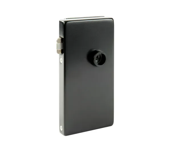 Alea glass door lock, non-locking, Glass thickness TSG 8-10mm, Glass thickness LSG 8.76- 10.76 mm, Black RAL 9005 powder coated satin finish 